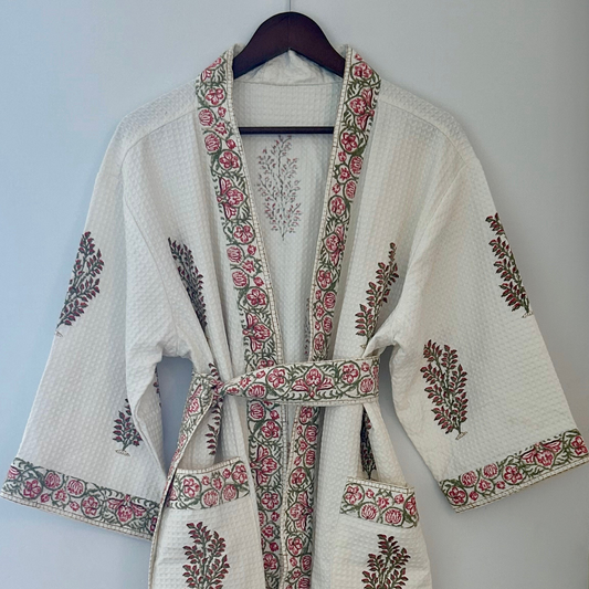 Floral Vine Garden - Cotton Bathrobe