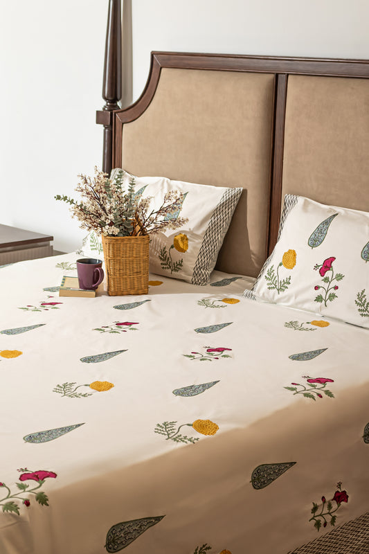 Botanical Watercolor - Jaipuri Bedsheet