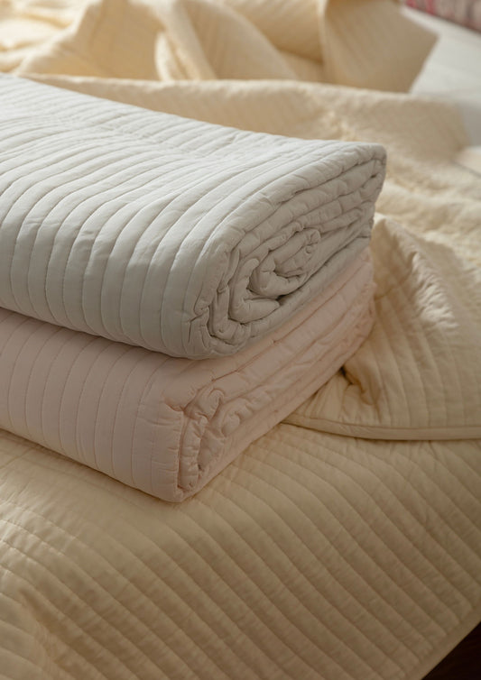 Solid Quilted Bedcover - How Beige - 